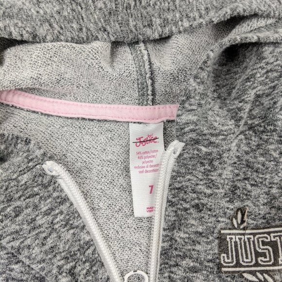 Justice Grey Zip Up Hoodie Size 7 - Picture 9 of 12